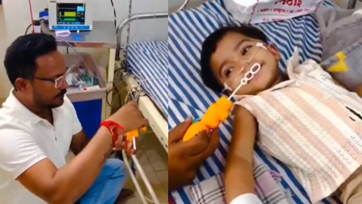 Father did something to cheer up his hospitalized daughter video goes viral