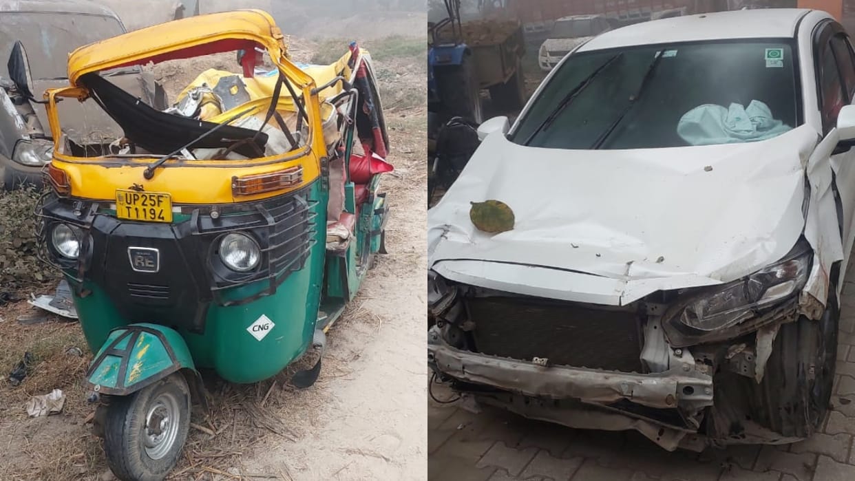 auto-rickshaw driver died after being hit by speeding car in Pilibhit