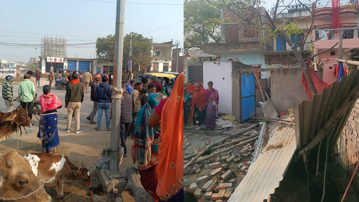 police car brake failure collided with an auto-rickshaw and then crashed into tin shed in Chandauli