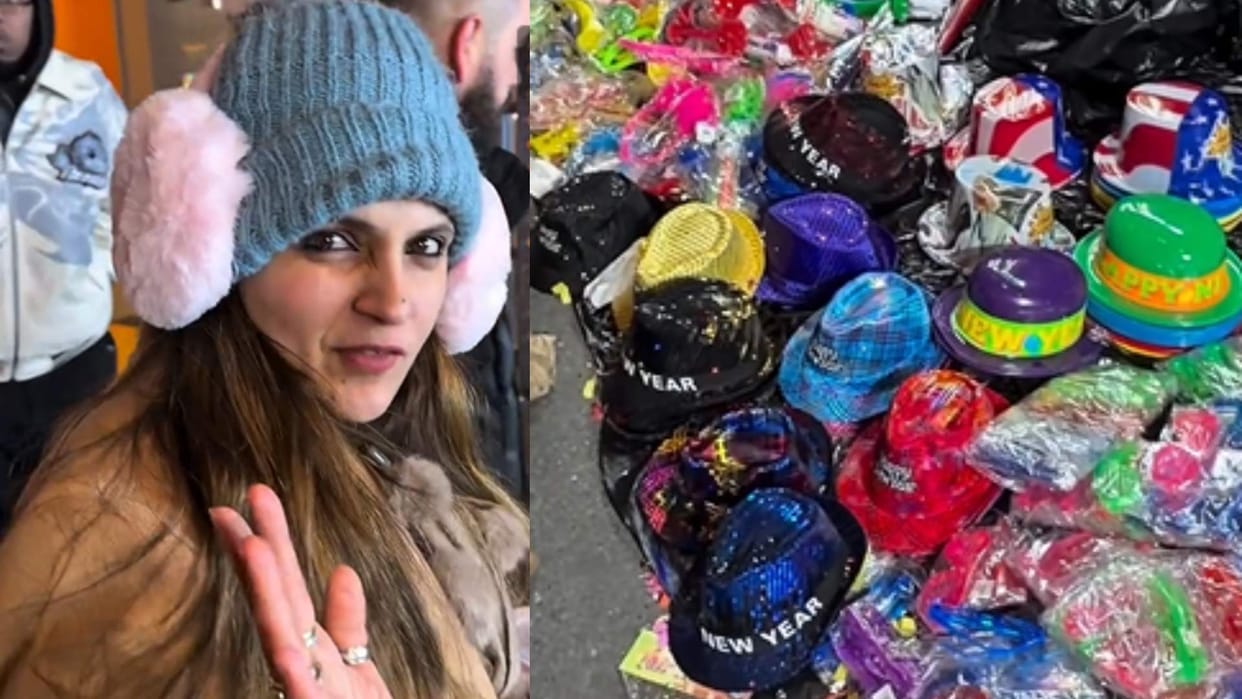 Viral video indian women compares new york times square to delhi palika and chandni chowk market