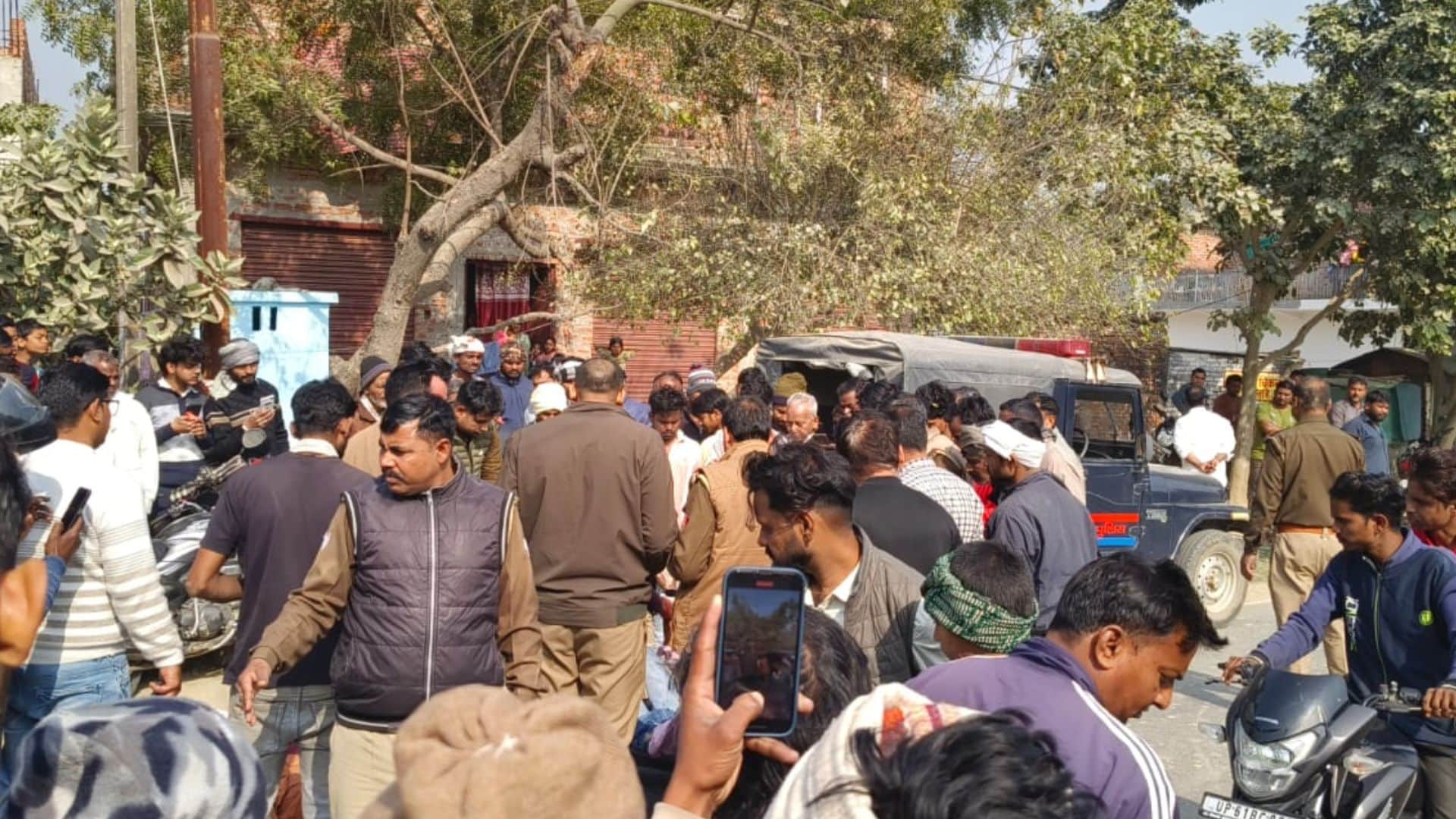 Two young men falling off motorcycle on road way to sister house food driver fled scene in ghazipur