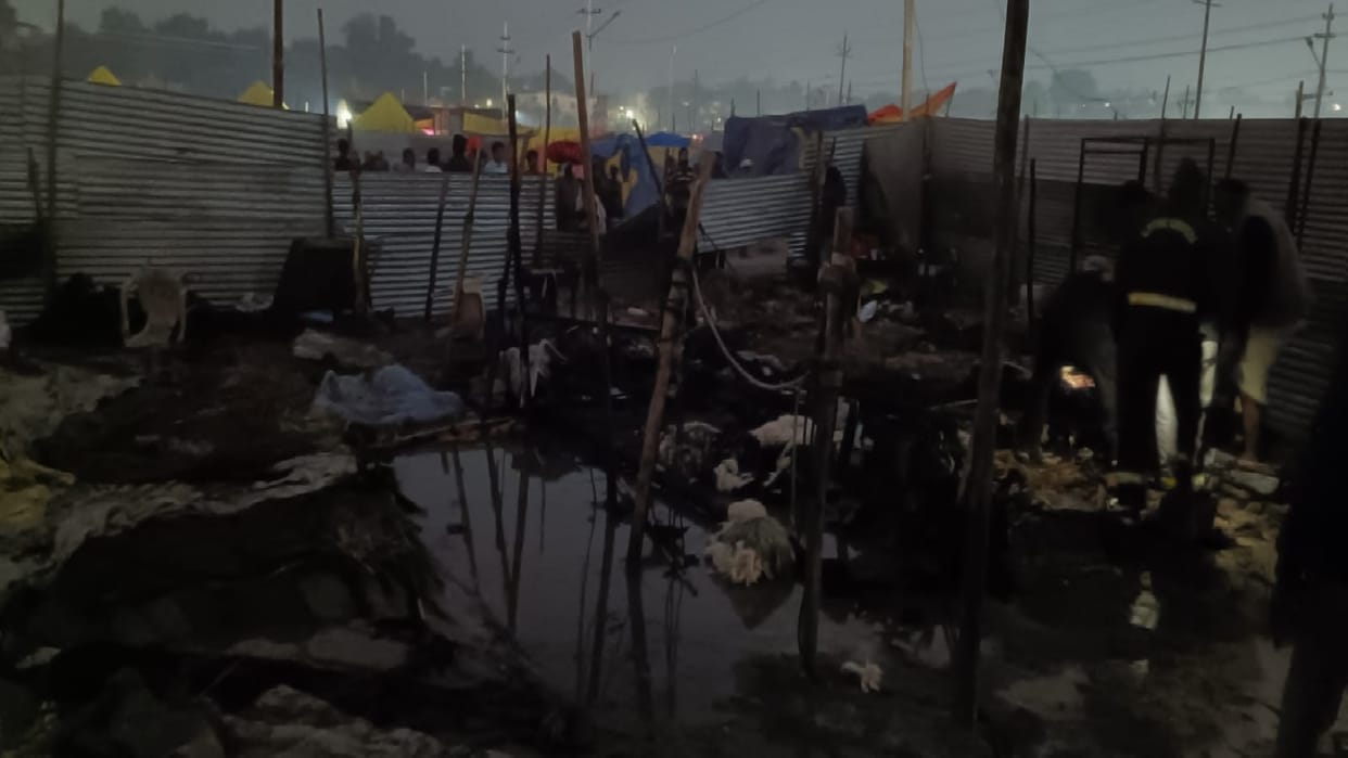 Fire broke out in a camp set up in Sector 5 of Magh Mela