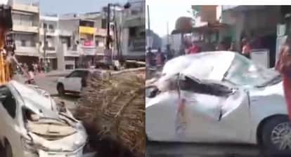narasinghpur trolley accident shift car tire burst road safety