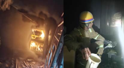 Kanpur massive fire broke out in flat at Geetika Heights apartment firefighters brought it under control