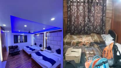 Tourists are being cheated; they are promised three rooms but given only two, and are taken on a tour of Kashm