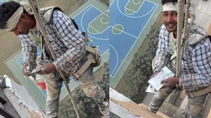 Girl was shocked to know about the education and salary of the young man who paints a high-rise building