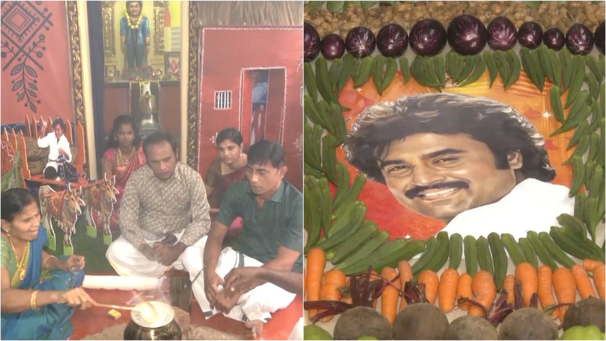 Rajinikanth die hard fan marked Pongal festival in special way by offering prayers at superstar temple in home