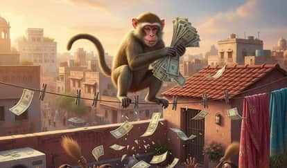 man left notes on roof to dry monkeys ran away with them and showered from roof