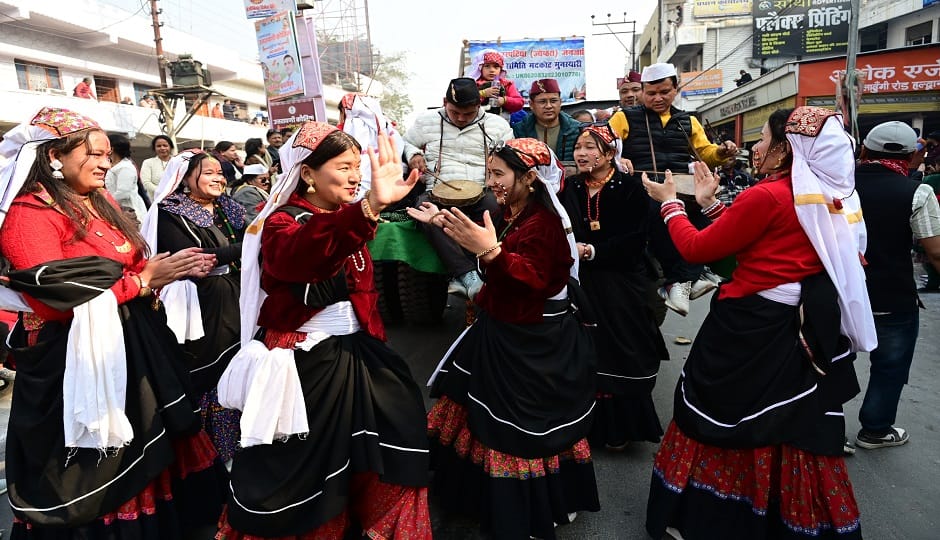 he procession that started from the Utthan Manch on Uttarayani showcased a confluence of faith and celebration