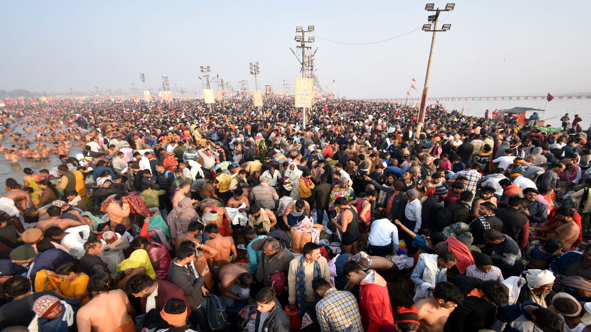 Magh Mela: Millions of devotees took a holy dip on Makar Sankranti, drones are monitoring the fair.
