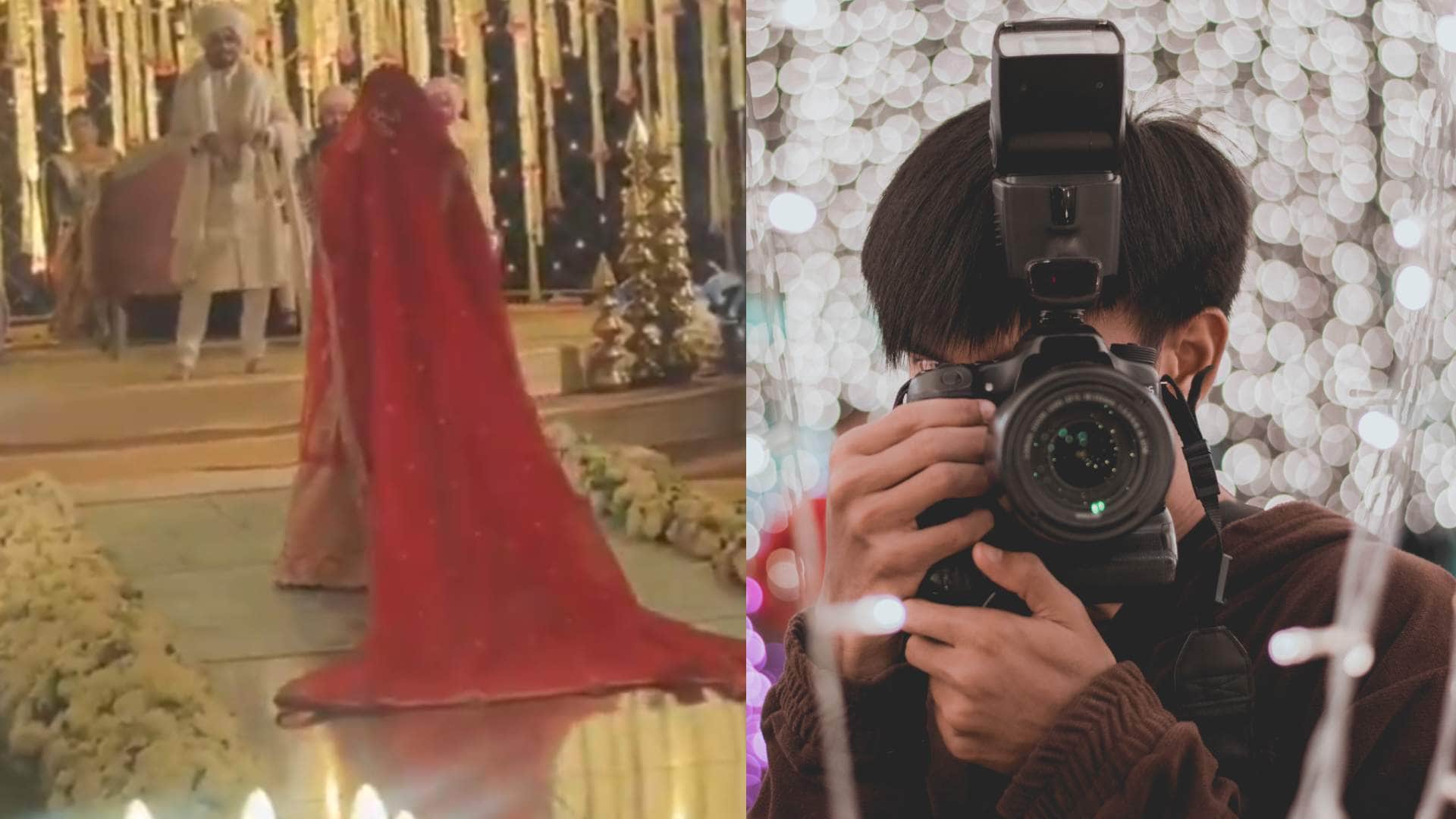 Viral Video Photographer falls on wedding stage during bride grand entry on the wedding