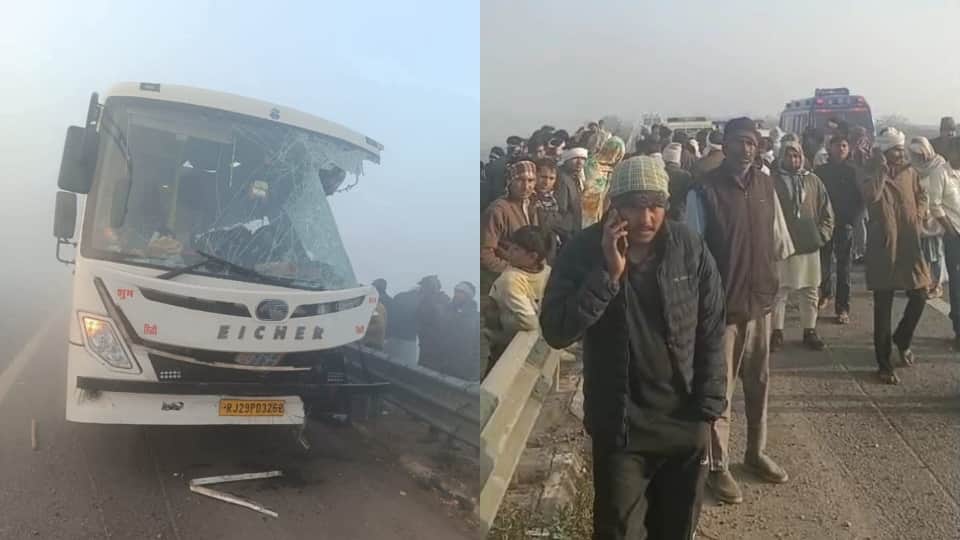 Accident on Delhi-Mumbai Expressway Bus and truck collide two dead 10 injured