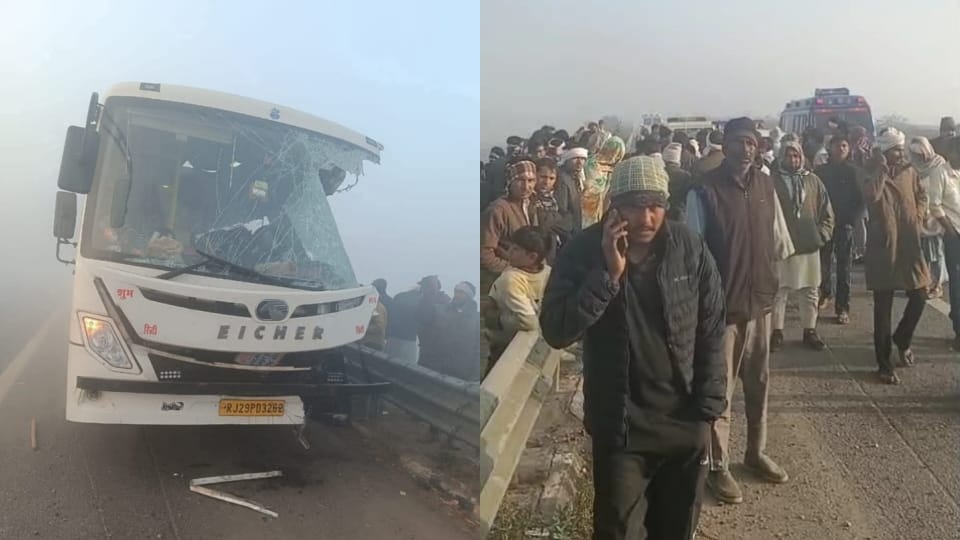 Accident on Delhi-Mumbai Expressway Bus and truck collide two dead 10 injured