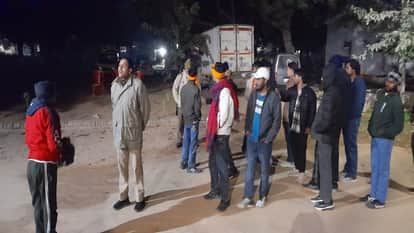 Loader vehicle loaded with meat caught