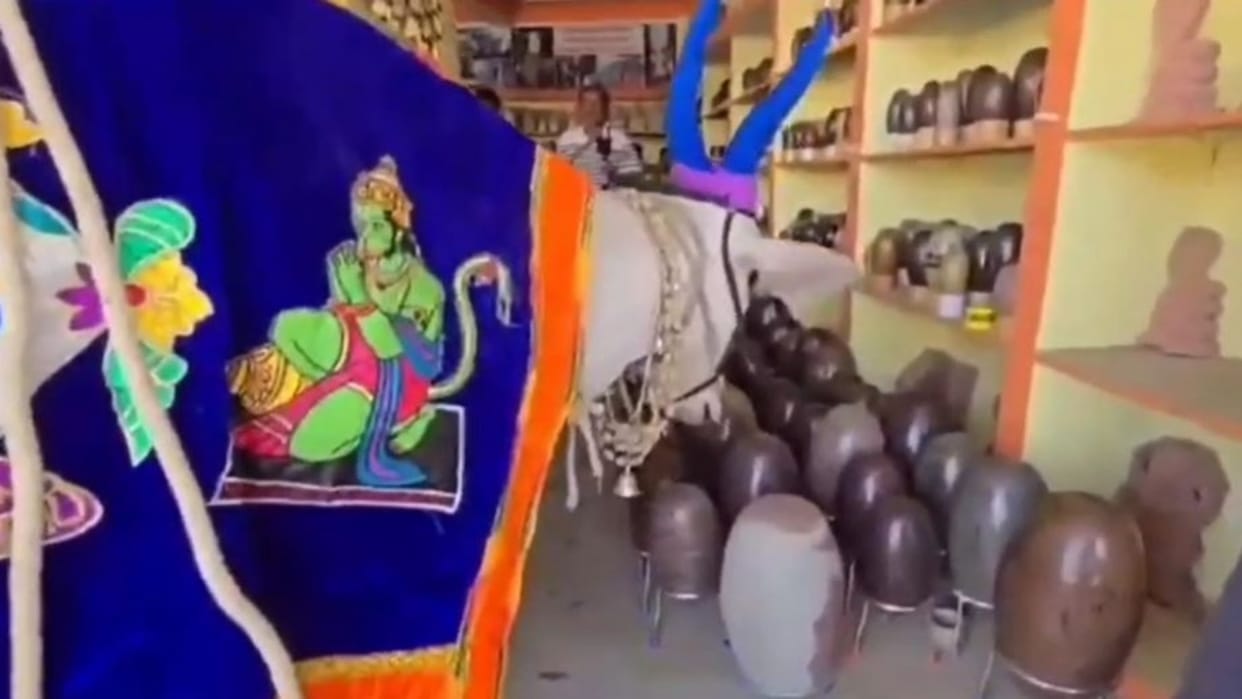 Khargone News: Nandi brought from Karnataka selects Shivling with devotees; locals call it a divine miracle
