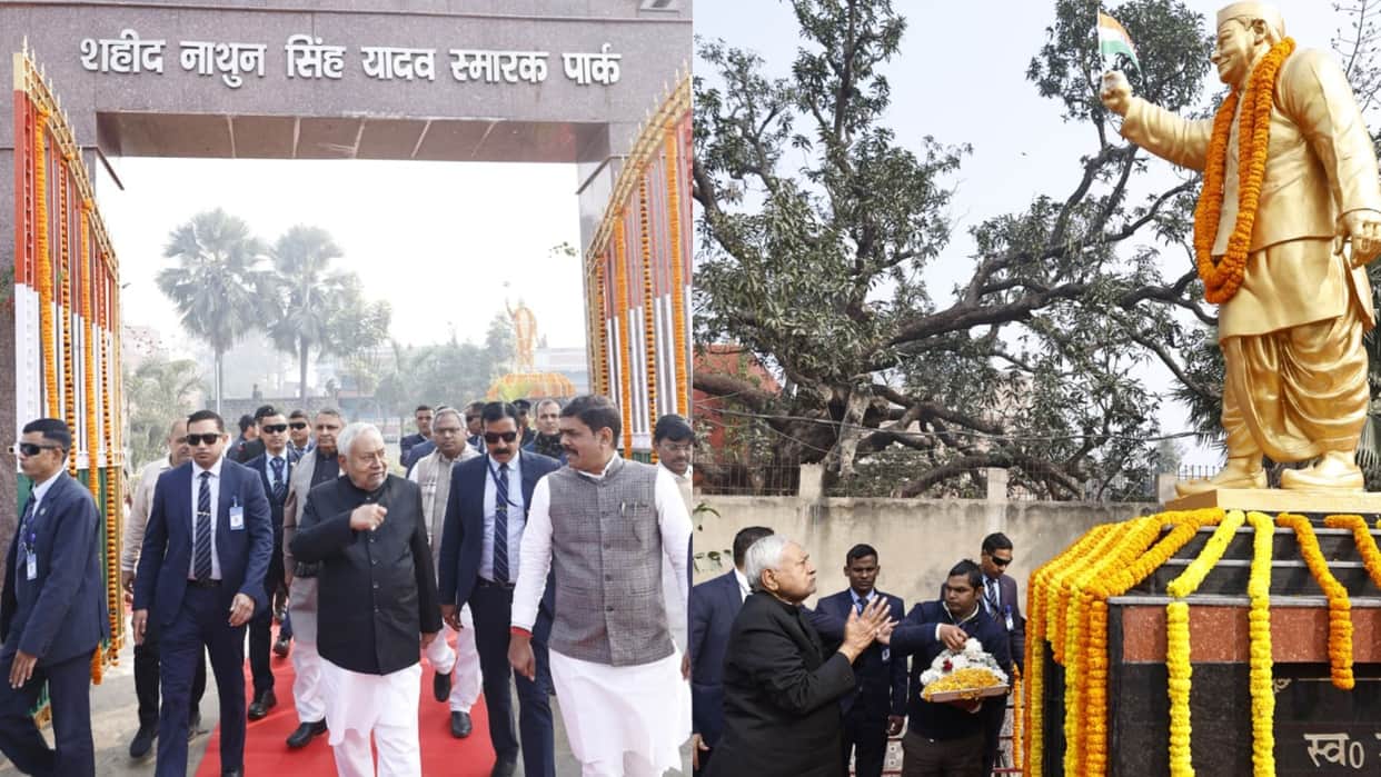 CM-Nitish-Kumar-garlanded-the-martyr-in-Bakhtiyarpur, bihar news, patna