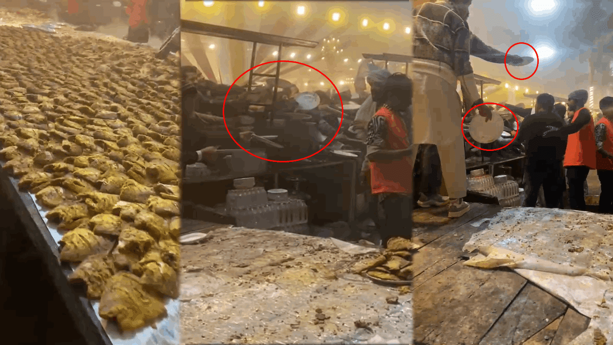 video of crowd wedding guests at stall serving fried fish during in Hapur video viral