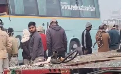Bus Crashes Into Truck Trailer on NH-2 Over 15 Passengers Seriously Injured