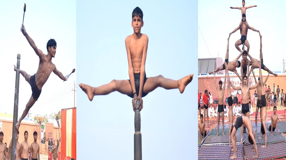 Mallakhamb, Taekwondo and Karate players gave a spectacular performance at the Aligarh Exhibition