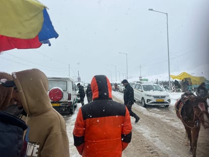 Many hilly areas including Sonamarg witnessed snowfall on Friday evening.