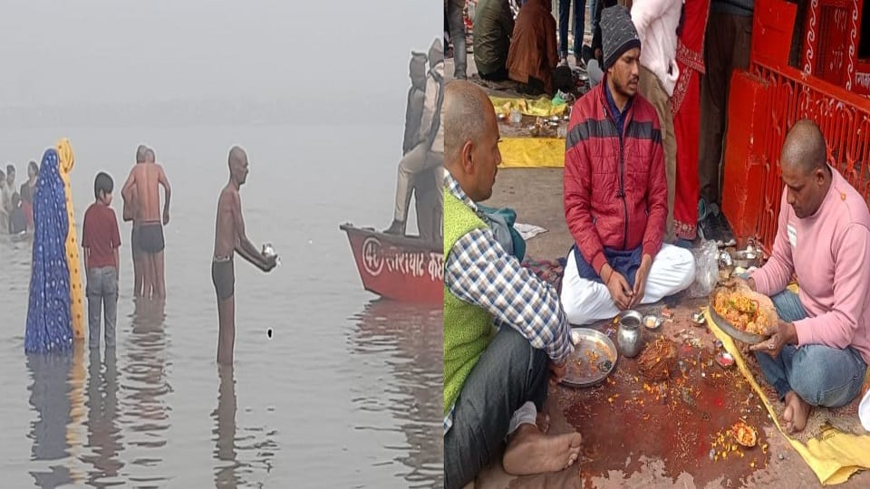 Devotees took dip in Ganges River on Mauni Amavasya