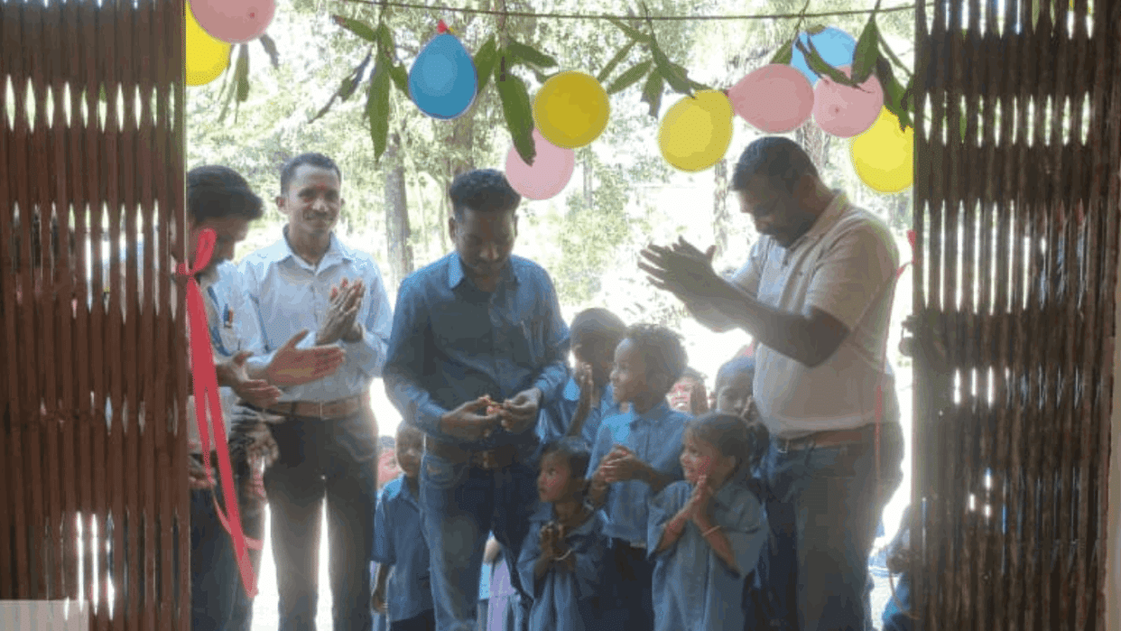permanent school building constructed replacing school In Bijapur