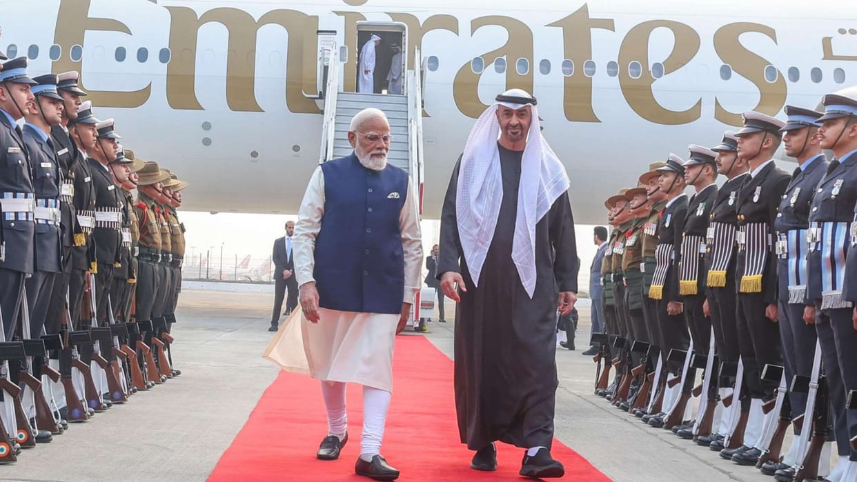 UAE President India visits updates New Delhi and was welcomed by Prime Minister Modi at the airport