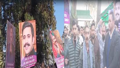 Vikramaditya Singh's supporters arrived at Holly Lodge carrying placards with slogans written on them and chan