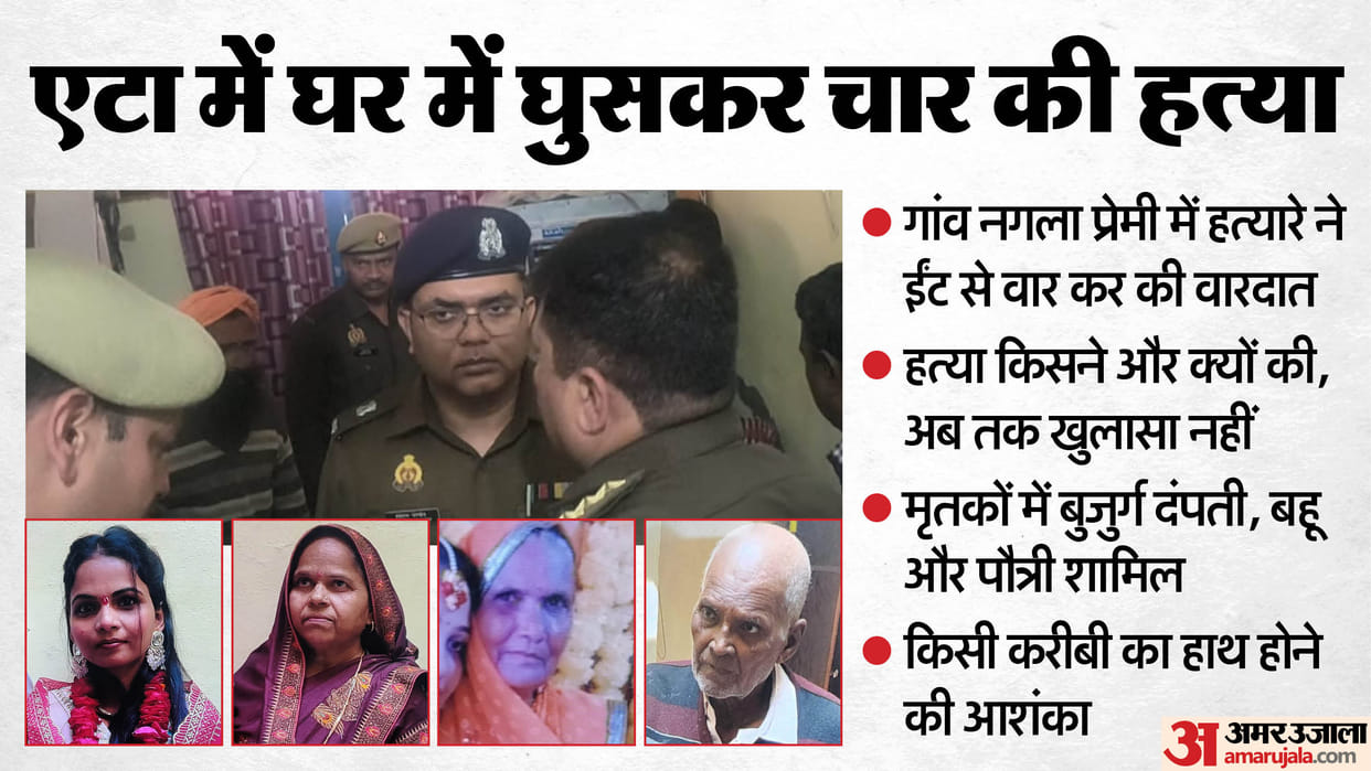 Four members of same family murder in Etah The killer brutally crushed head and face