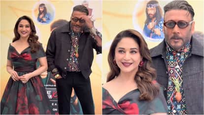 Jackie Shroff kisses Madhuri Dixit Hand at sets of Kapil Sharma show The Great Indian Kapil Show Video Viral