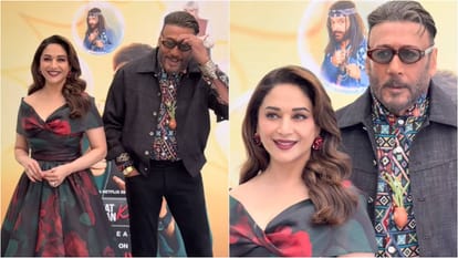 Jackie Shroff kisses Madhuri Dixit Hand at sets of Kapil Sharma show The Great Indian Kapil Show Video Viral
