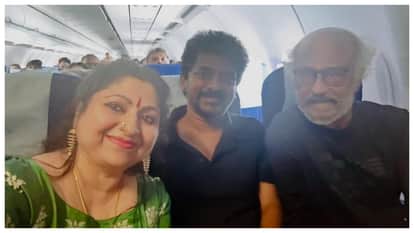 rajinikanth spotted at kocchi airport with director nelson dilipkumar photos inside flight viral