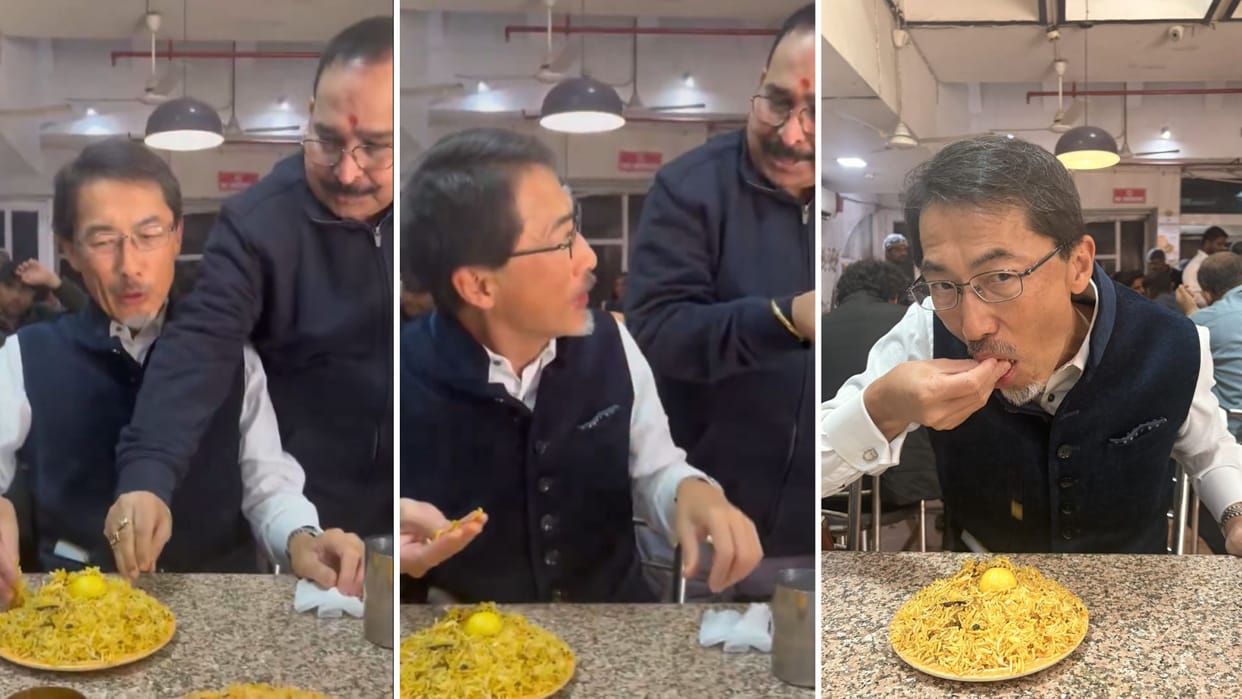 Japan Ambassador ONO Keiichi Eats Biryani with his hands desi style went viral delhi andhra bhawan viral video