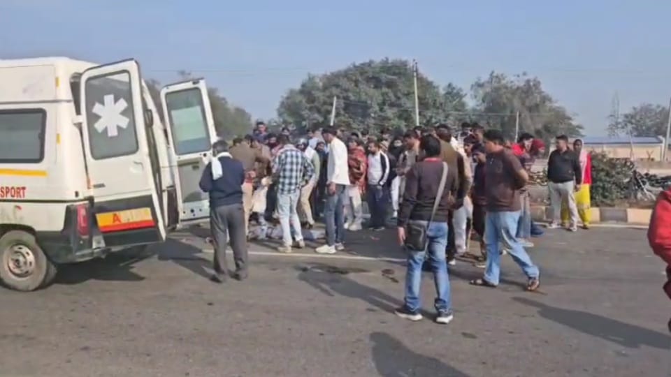 A young man on motorcycle died after hit by speeding bus in Jind