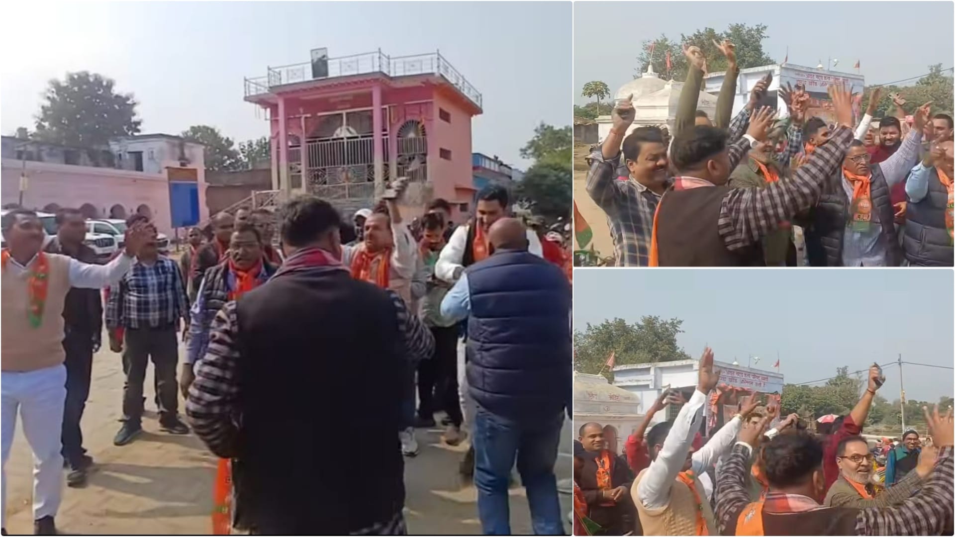 नितिन नवीन के भाजपा के राष्ट्रीय अध्यक्ष बनने पर जश्न मनाते भापजा कार्यकर्ता