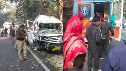 man dies and eight injured due to mini-bus and truck collided on highway in Pilibhit