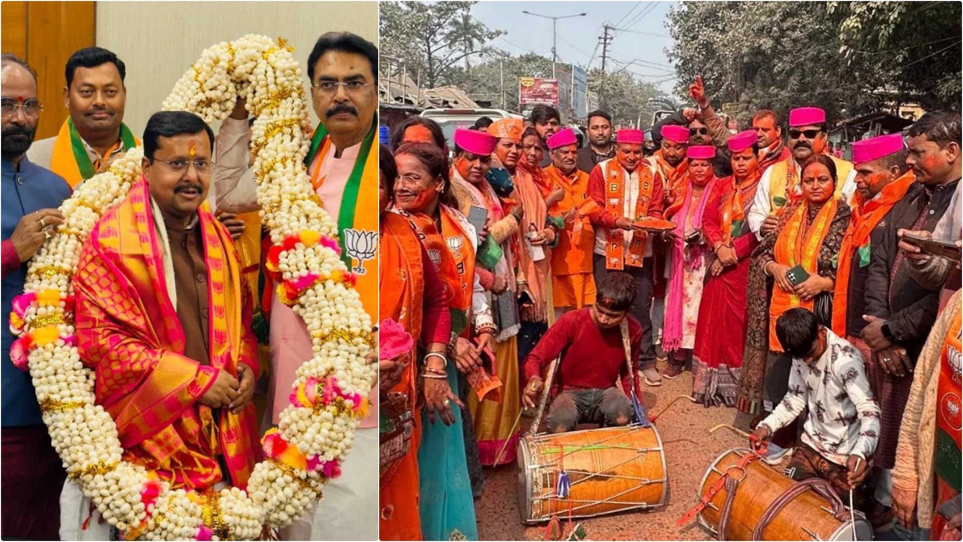 दिल्ली भाजपा कार्यालय में राष्ट्रीय अध्यक्ष को मखाना का माला पहनाकर स्वागत करते बिहार BJP प्रदेश अध्