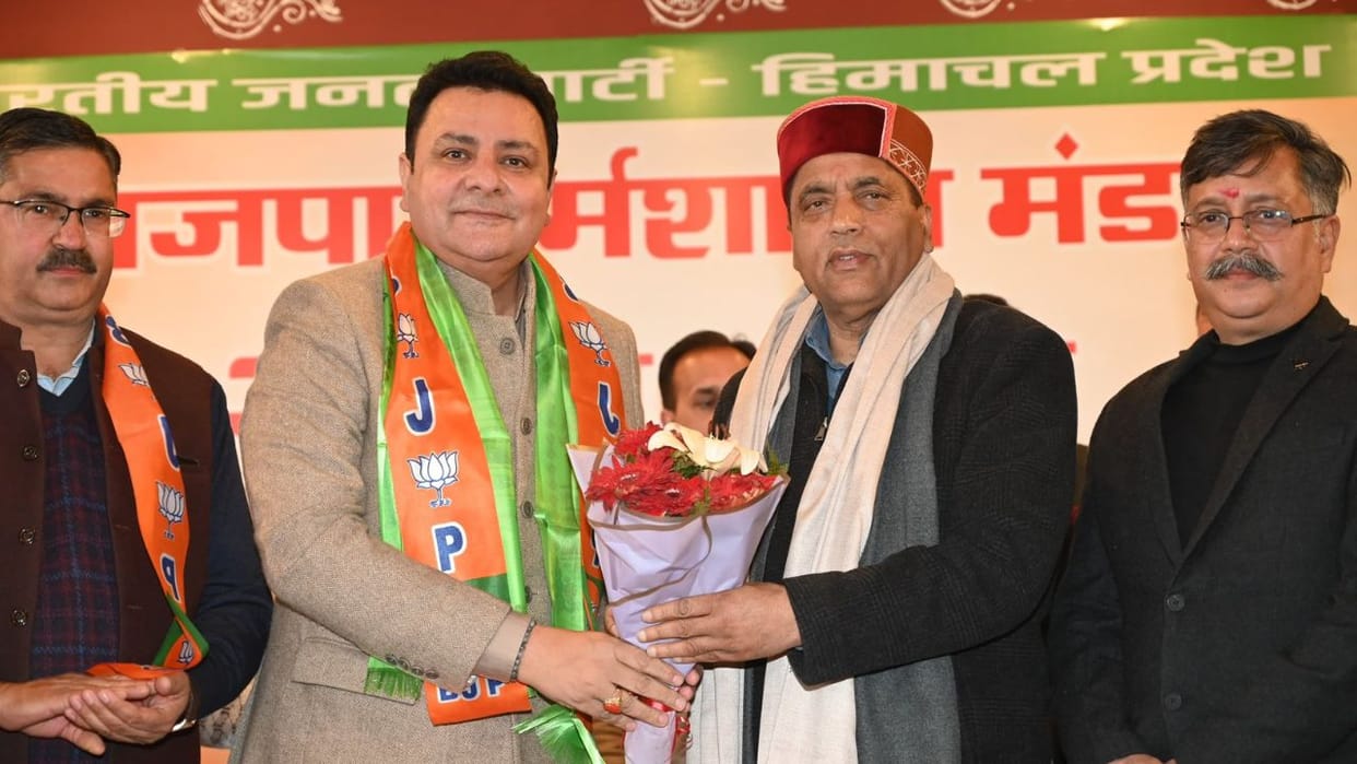 Jairam Thakur in Kangra launching a sharp attack on the Sukhu government