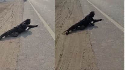 young man attempted to slit his own throat on highway in Mathura