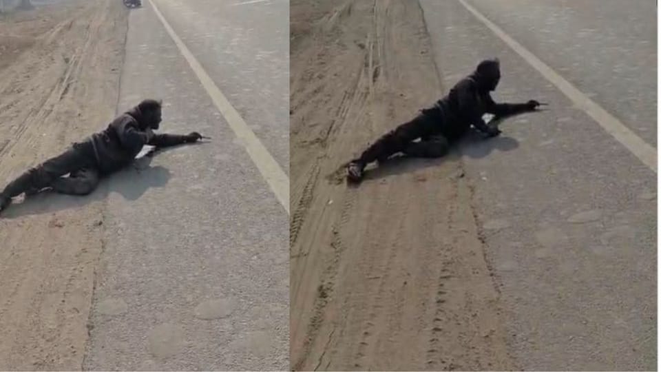 young man attempted to slit his own throat on highway in Mathura