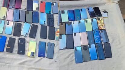 Villagers handed over 64 mobile phones belonging to cyber criminals to police in mathura