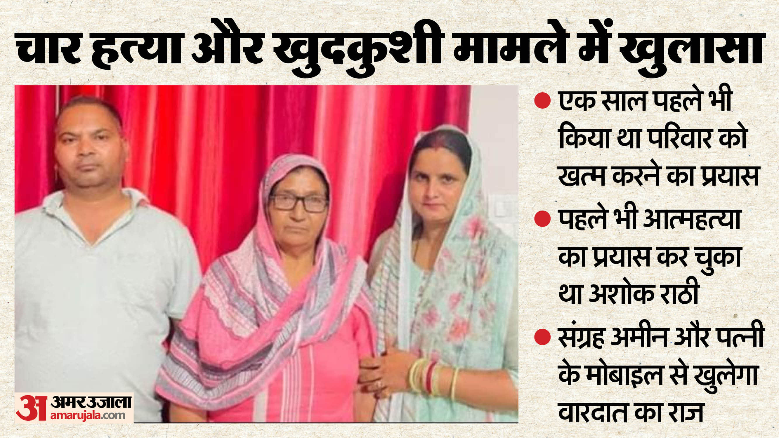 Saharanpur family murder suicide Ashok had also attempted to kill his family year ago had attempted suicide