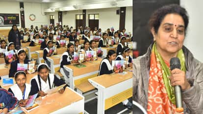 छात्राओं को संबोधित करतीं प्रो. नवनीत कौर आहूजा