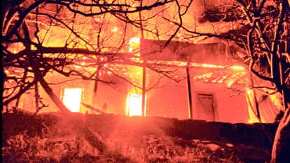 two story house was reduced to ashes in Batada village of Rohru, and 30 apple trees were also destroyed in the