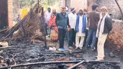Massive fire three cattle including residential hut gutted panic and cries among family members