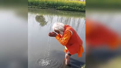 Baba Mangal Giri Takes Pledge for River Conservation by Entering Hindon River