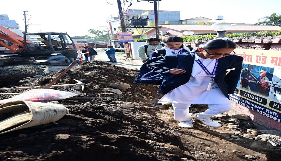 The system remained dormant during the holidays; sewer line work began as soon as schools reopened in haldwani
