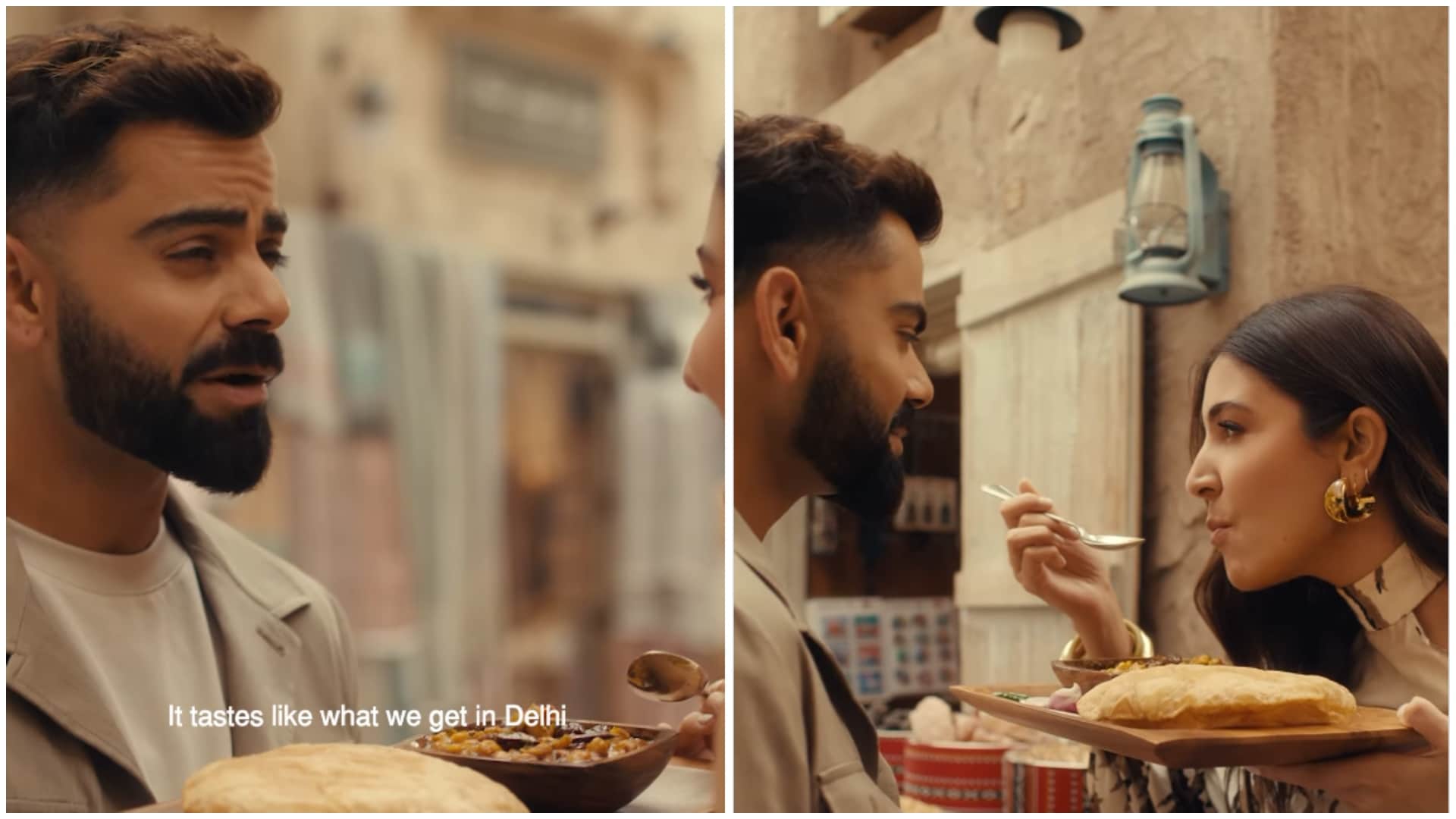 Virat Kohli Anushka Romantic Video Dubai Tour Spending quality time Chole Bhature Dish Desi Style