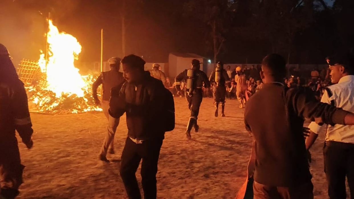 UP: Police lines ground rocked by fire and bomb blasts; volunteers display bravery during Civil Defence mock d