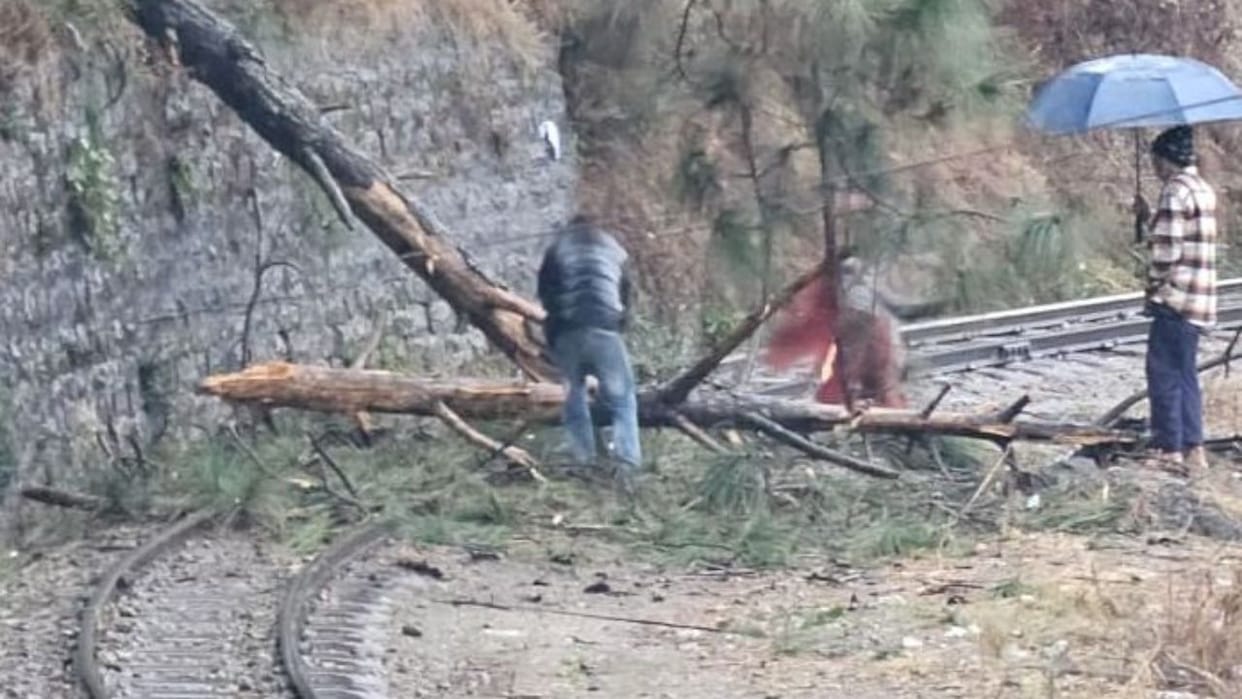 Trains halted on Kalka-Shimla track due to falling trees and rocks train arrived in Shimla four hours late